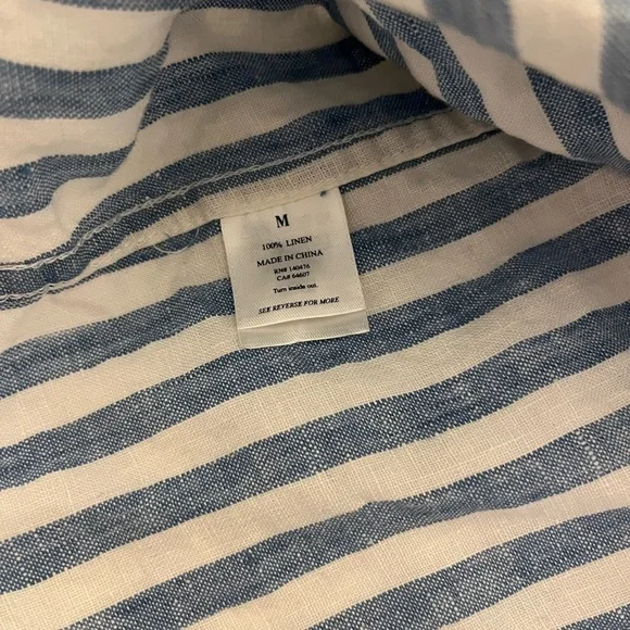 Faherty Laguna Linen blue white stripe M - Picture 11 of 12